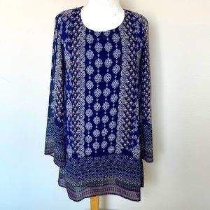 Boho dress. Blu Pepper Navy lining beautiful flowing sleeves tie back medium
